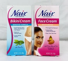 Nair Hair Removal 2pc Moisturizing Face Cream & Face & Bikini Cream Sensitive