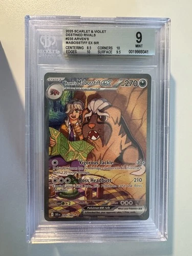 2025 Pokemon Destined Rivals Arven's Mabosstiff ex 235/182 SIR PSA 9 BGS 9 Mint