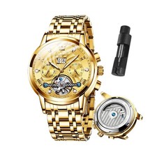 OLEVS Automatic Watch for Men Skeleton Self Winding Mechanical Tourbillon Cla...