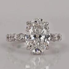 Oval Cut Lab-Created 4.10 Ct White Diamond Wedding Ring 14K White Gold Plated