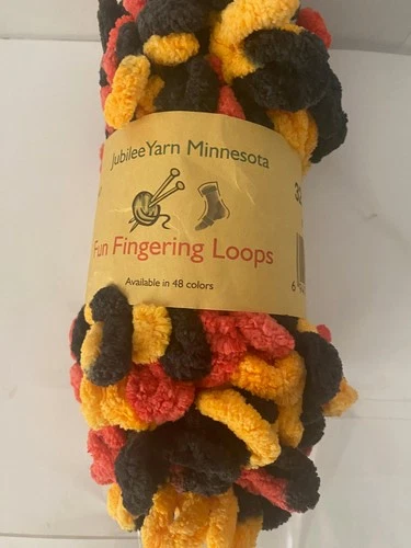 Jubilee Yarn Minnesota Fun Fingering Loops Color #32 Red Yellow Black 7.6 yards image 2
