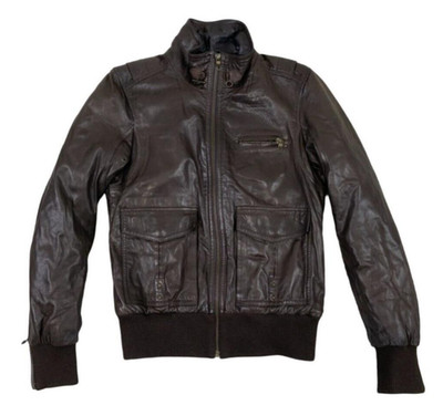 Vintage braune ZIP DIESEL LEDER BOMBERJACKE GR S
