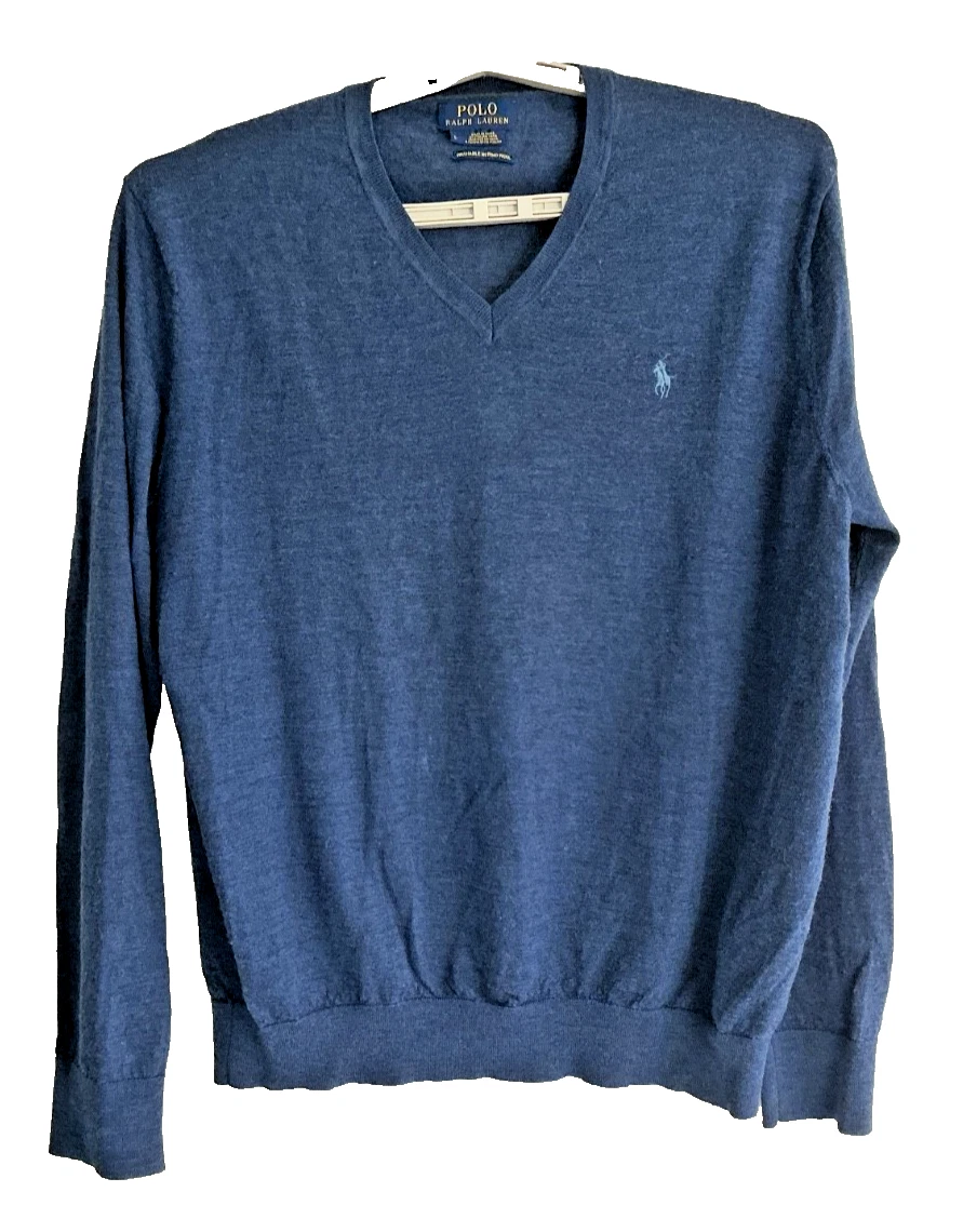 Polo Ralph Lauren Sweater Men's Large Blue V-Neck Washable Merino Wool
Opens in a new window or tab