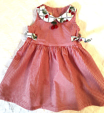 Vintage Sweet Potatoes Toddler Girl Cherry Gingham Dress Red White Check 2T
