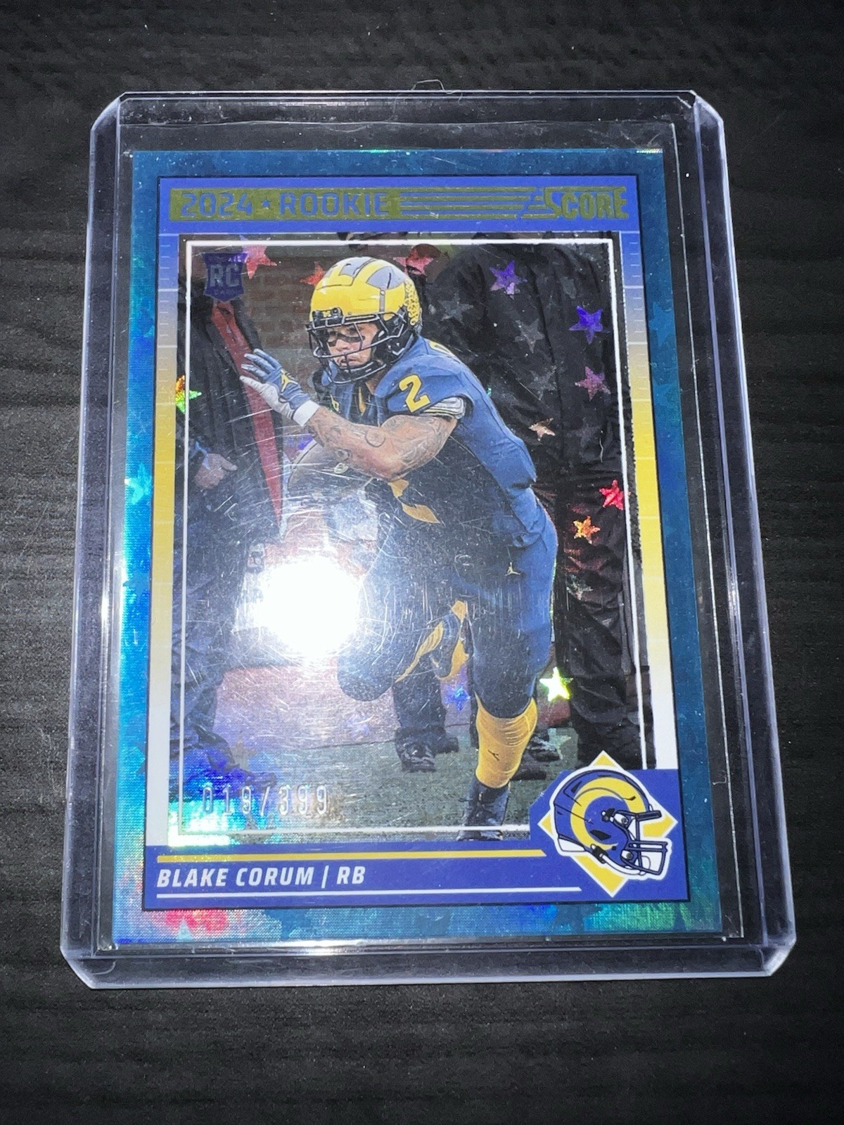 2024 Score Rookies Blue Stars /399 Blake Corum #389 Rookie RC Los Angeles Rams