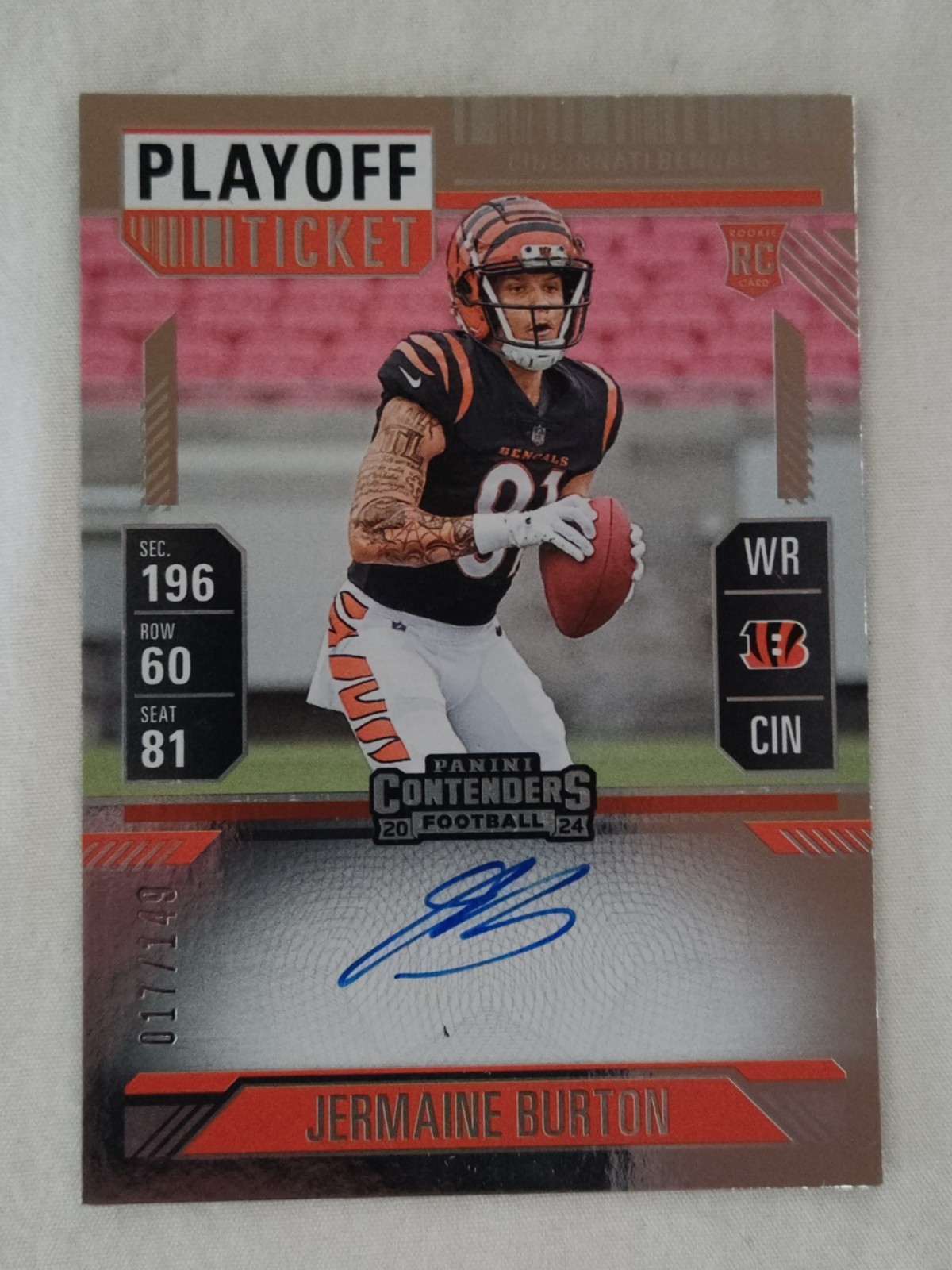 2024-25 Panini Contenders JERMAINE BURTON Playoff Rookie Ticket Auto RC /149 SS