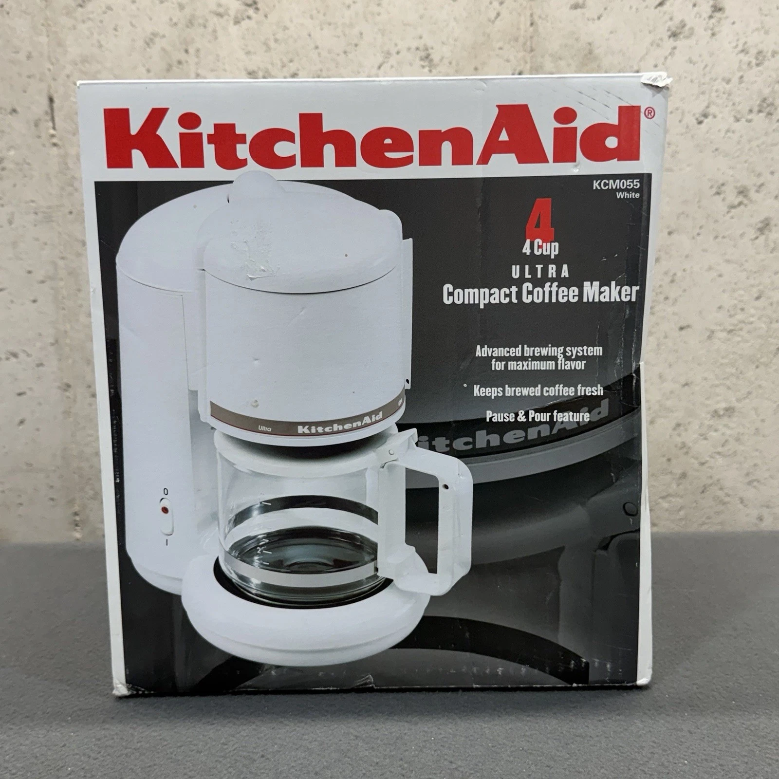 NEW KitchenAid 4 Cup Ultra Compact Coffee Maker - White - Model KCM055