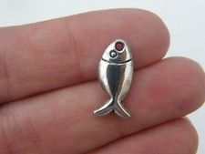 BULK 50 Fish charms antique silver tone FF42