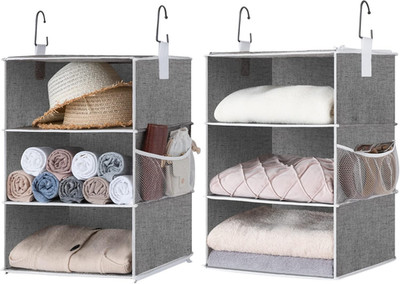 6-Shelf Jumbo Closet Organizers, Two 3-Shelf Separable Hanging Shelves for Close