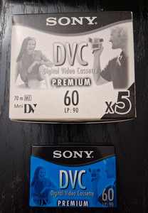 Box of 5 + 1 Sony DVC Digital Video Cassettes Premium MiniDV 60min Sealed