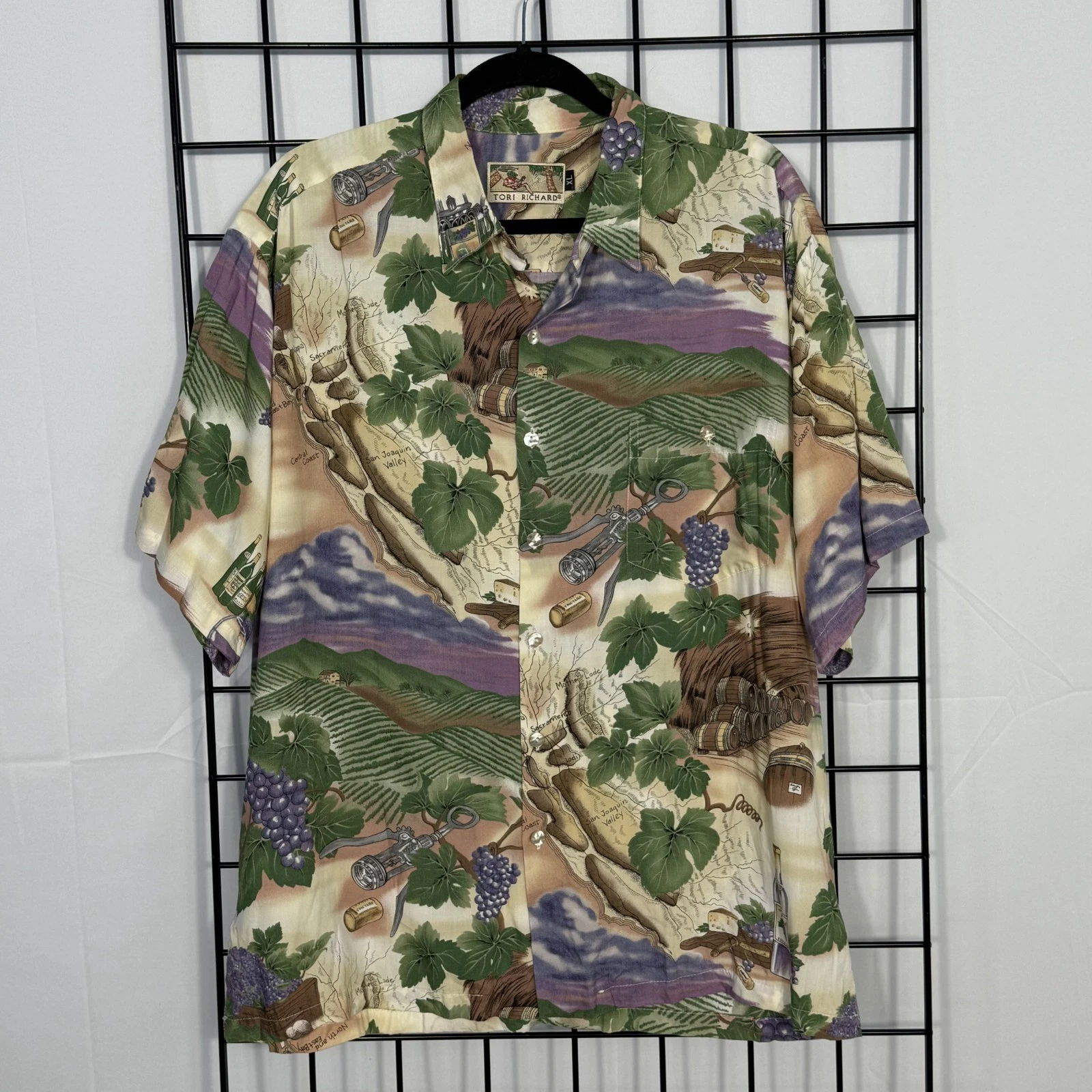 Tori Richard Wine Country Camp Shirt Mens XL Multi Sonoma Napa Valley Vintage