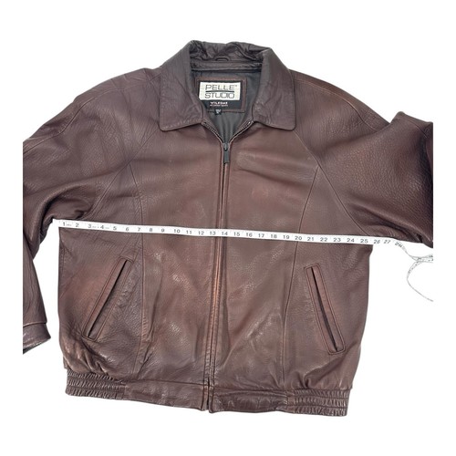 Vintage Wilsons Mens Pelle Studio Leather Coat Bomber Jacket Size XL Rich Brown - Picture 8 of 11