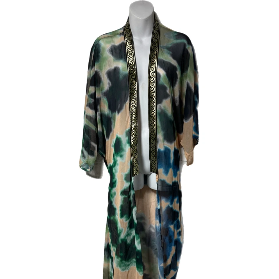 Bata kimono de diosa griega transparente Suki So Tie Dye talla única cinturón de corbata Foto 2 de 4