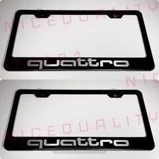 2x Quattro Sline Stainless Steel Black Finished License Plate Frame Rust Free
