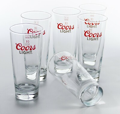 6 x Coors Light Bier Brauerei Becher Tumbler 0,3l Schriftdruck rot grau  7903