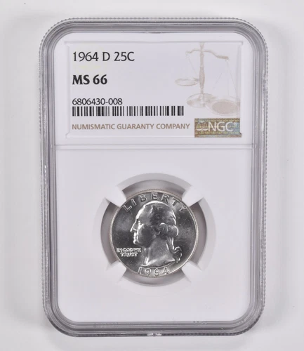 MS66 1964-D Washington Quarter NGC Brown Label
