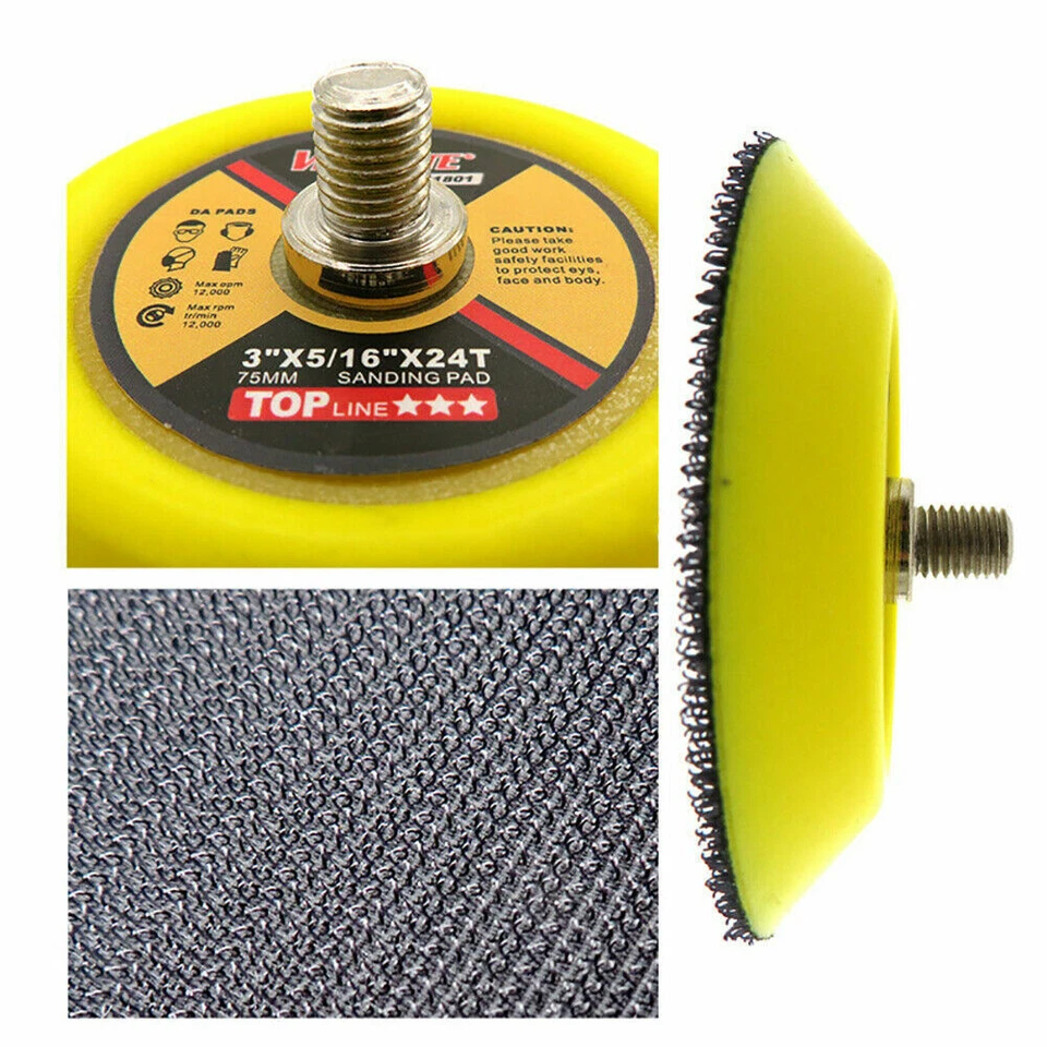 3'' 75mm Hook and Loop Backing Pad 5/16'' Thread For Air Sander Sanding Discs - Image 4 of 4