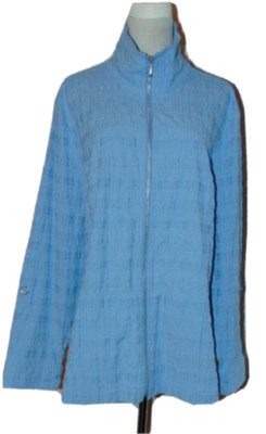 CJ BANKS WOMENS COTTON POLYESTER CRINKLED TEXTURED JACKET BLUE SPRING SHACKET~3X