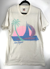 Vintage Single Stitch Fruit of The Loom Las Vegas T-Shirt Made in USA Palm 80s