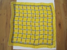 VERA Japan Pure Silk Yellow Scarf W/ Black Lines 31" Square