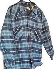 Big Mac Flannel Shirt Mens Large Vintage Shacket Gray Blue Made in USA Plaid