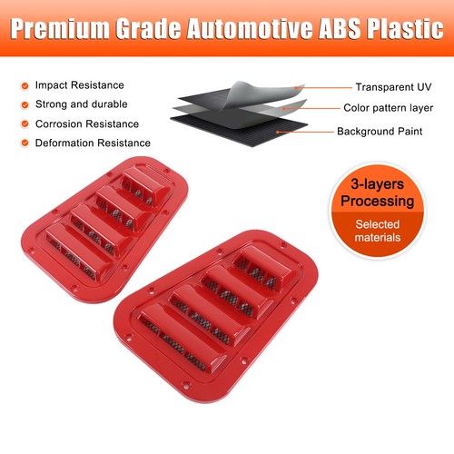 For 1983-2016 Land Rover Defender Front Hood Wing Top Air Intake Vents Cover Red - Picture 15 of 24
