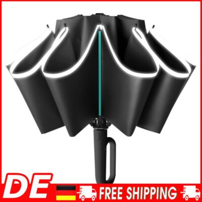 Fully Automatic Reverse Folding Umbrella Windproof for Sun/Rain Days (Black)