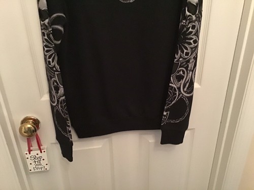 Zara Men Black Pullover Long Sleeves Crewneck Skull Sz S - Picture 4 of 4