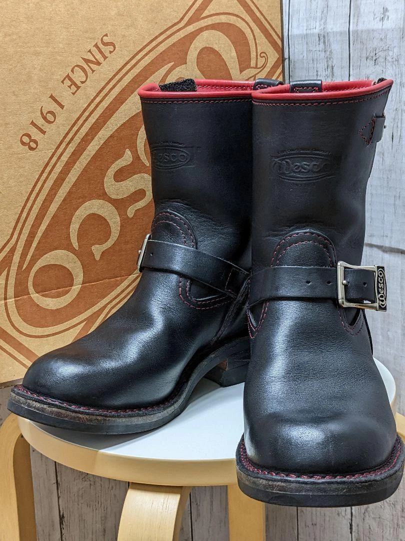 Wesco engineer boots custom boss red lining size US7EE black from