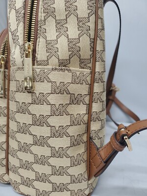 Michael Kors Abbey Signature Large Jacquard Backpack Beige  display picture 2