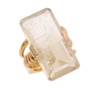 925 Sterling Silver Vintage Ring Gold Plated Large Real Gemstone  Sz 7  RG29508