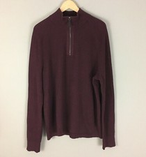 Banana Republic 89 Supima Knit 1/4 Zip Sweater XL Burgundy Ribbed Mens Pullover