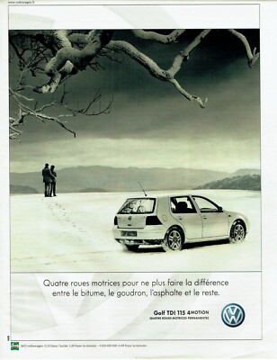 Werbung Advertising 420 2000 der Golf TDI VW 115 4 Motion VW