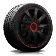 ⭐⭐⭐⭐⭐PREMIUM Radkappen-König 4x Radblenden RK04 schwarz/rot 13" 14" 15" 16" Zoll