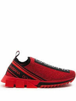 AUTH Dolce Gabbana Sorrento Red Rhinstone Sneakers Size 38/7