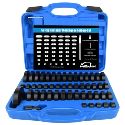 AUTOJARE 52-tlg Radlager Druckstück Montagescheiben Treibsatz Press Werkzeug 18-65 mm
