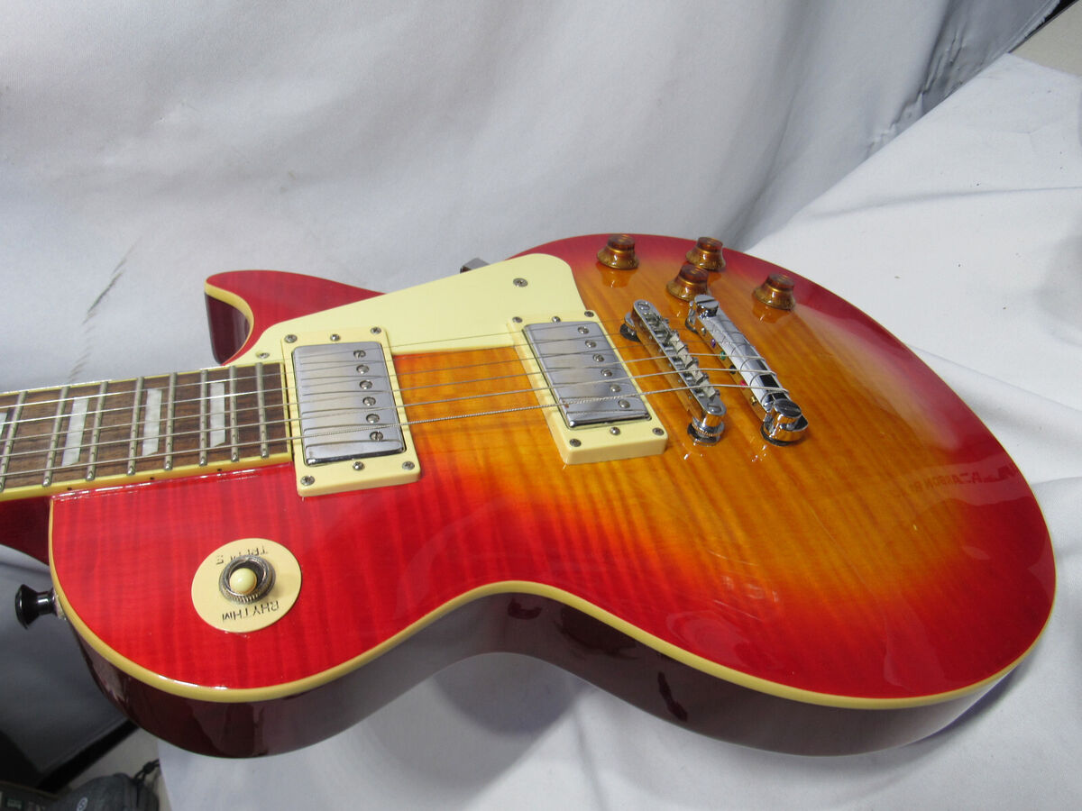 2002 Epiphone Les Paul Cherry Sunburst Electric Guitar Made 2002 Epiphone Les Paul Cherry Sunburst Electric Guitar Made