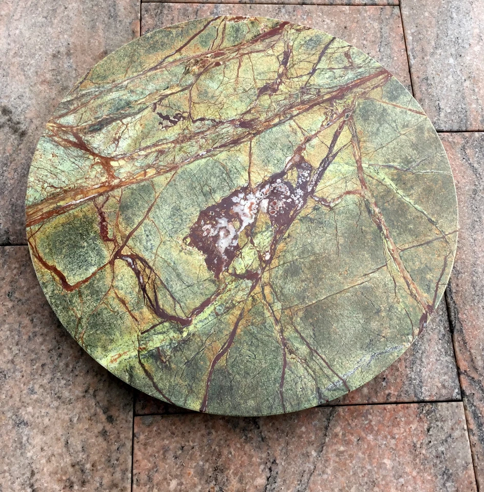 runde Marmor Tischplatte Naturstein grün Couchtischplatte Bistro Steinplatte BAR - Bild 4 von 4
