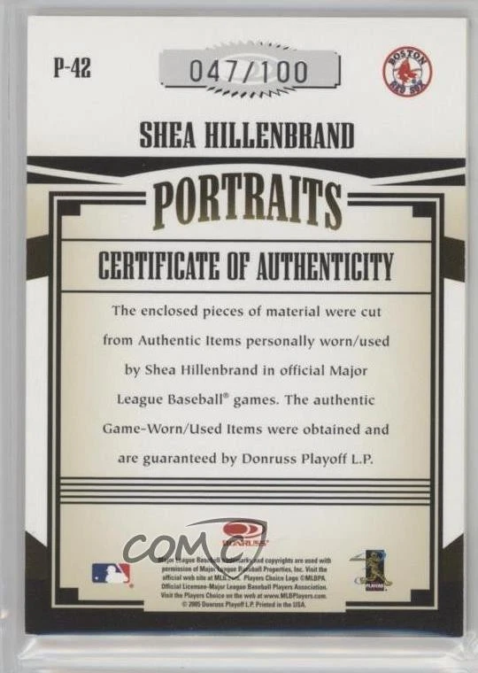 2005 Donruss Prime Patches Portraits Triple Swatch /100 Shea Hillenbrand #P-42 - Image 2 of 2