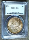 1902 MORGAN SILVER DOLLAR ~ PCGS MS64 ~ LIGHT BLUE LABEL ~NICELY TONE ~POP 3,604