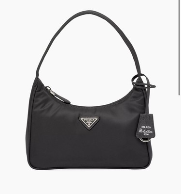 PRADA Re-Edition Hobo Bag Black Leather/Nylon