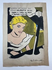 Roy Lichtenstein COA Art Painting Original Drawing Vintage Paper Signed