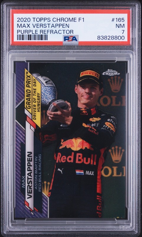 2020 TOPPS CHROME FORMULA 1 PURPLE REFRACTOR #165 MAX VERSTAPPEN 92/399 PSA 7
