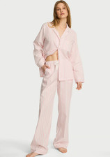 Victoria's Secret Heritage Cotton Long Pajama Set, Coconut White Dots