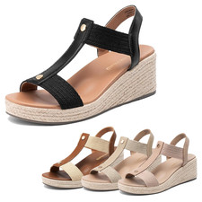 Sandalias alpargatas informales con correa en T para mujer