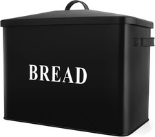"Portable Extra Large Bread Box - Durable Powder-Coated Steel, Black Finish "