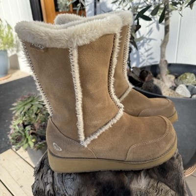 Quicksilver Roxy Y2K Women s Sz. 9 Suede Leather Fur Lined Snow Boot EUC