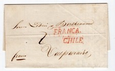 CHILE Prephilatelic postmark FRANCA CHILE folded cover dated 1827 to Valparaiso