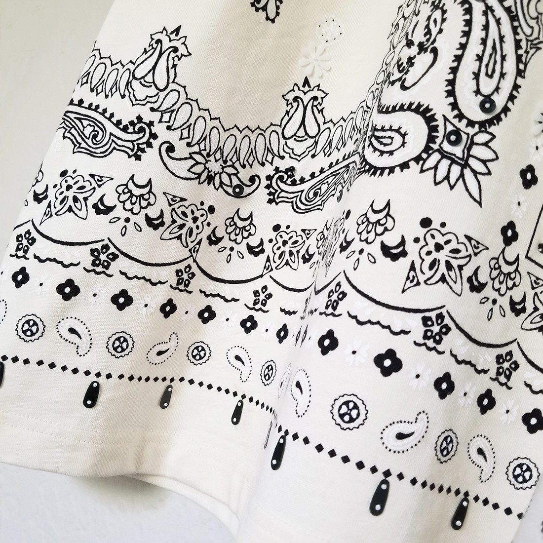 Tory Burch Bandana Collection Print T Shirt Dress Sequins Beaded Cotton XL $258 thumbnail 8