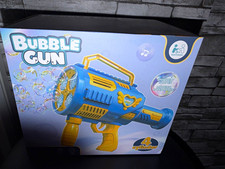 New 4 Cylinder Bubble Gun Bubble Blower Toy Blue/Yellow Ages 3-16 Years